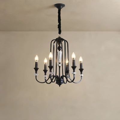Irondale Vintage Copper Crystal Chandelier, Multi-Light Branch Ceiling Lamp for Dining Room