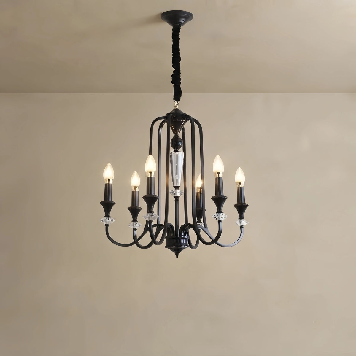 Irondale Vintage Copper Crystal Chandelier, Multi-Light Branch Ceiling Lamp for Dining Room
