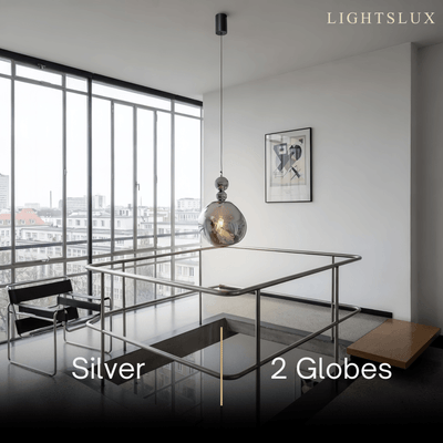 Lunara Modern Pendant Light – Acrylic Globe & Carbon Steel for Bedroom