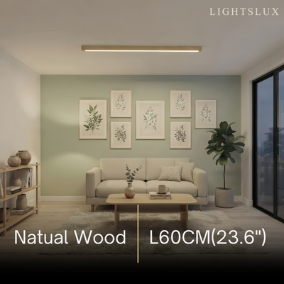 Zenno Minimalist Linear Ceiling Light -- Natural Wood/Walnut for Hallway