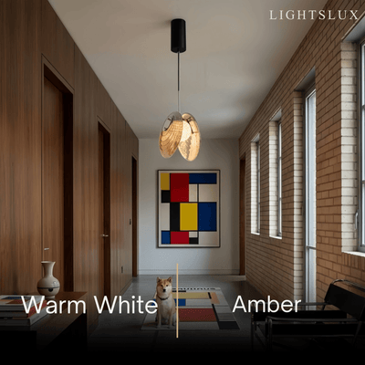 Lunara Modern Glass Disc Pendant Light--Amber/Smoke Grey for Living Room