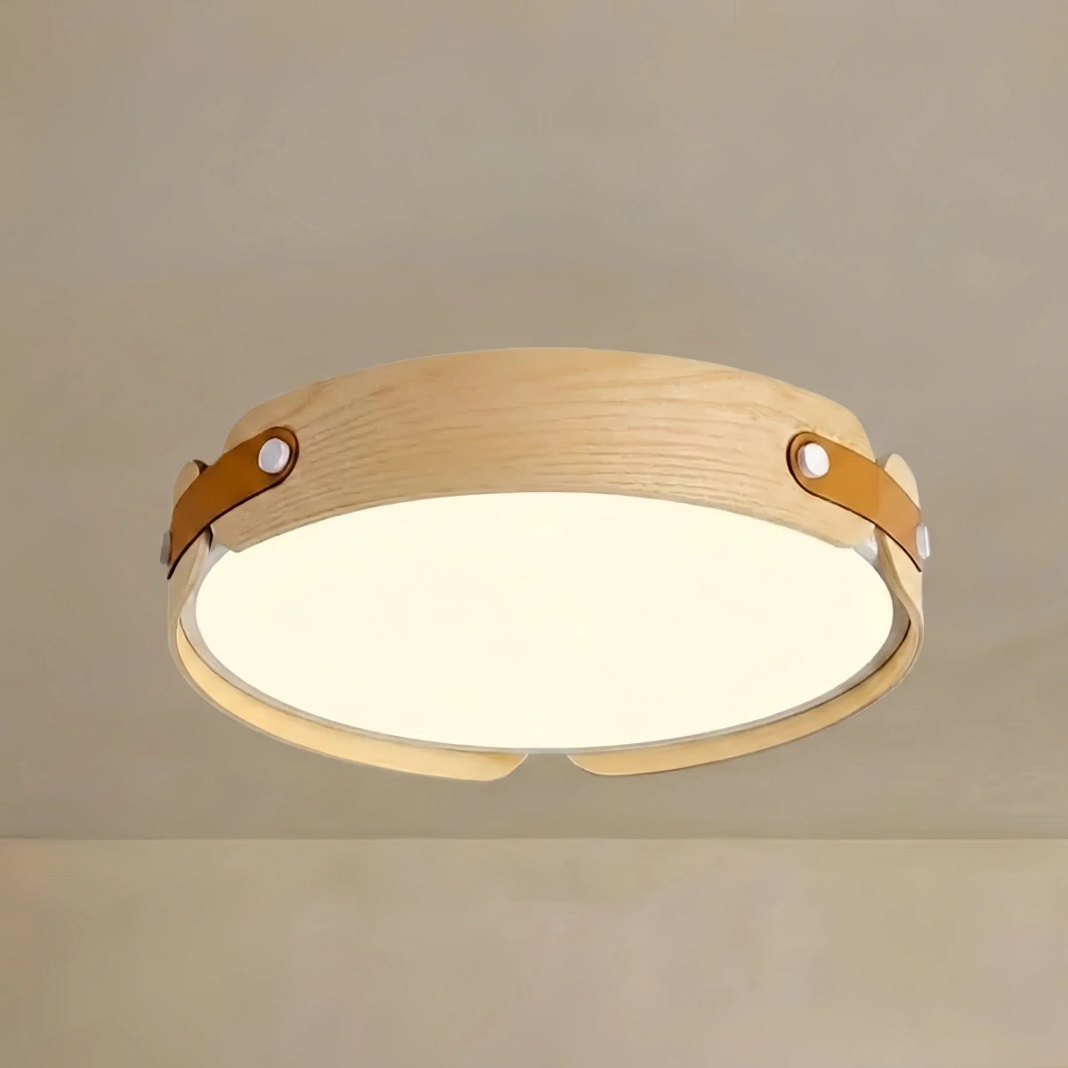 Wabi-Sabi Wood Ceiling Light – Modern LED Flush Mount Lamp in Walnut for Bedroom