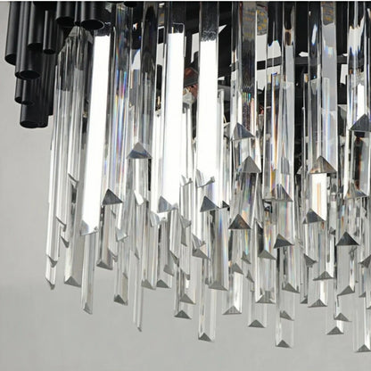 Excelis Modern Crystal Chandelier – Black Frame Sparkling Focal Point for Dining/Living Room