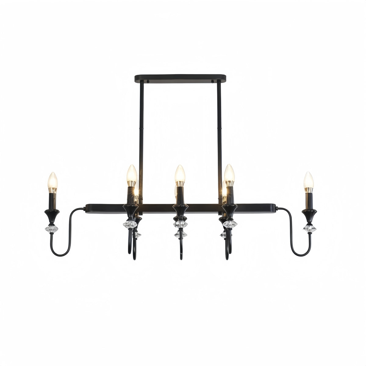 Irondale Vintage Copper Crystal Chandelier, Multi-Light Branch Ceiling Lamp for Dining Room