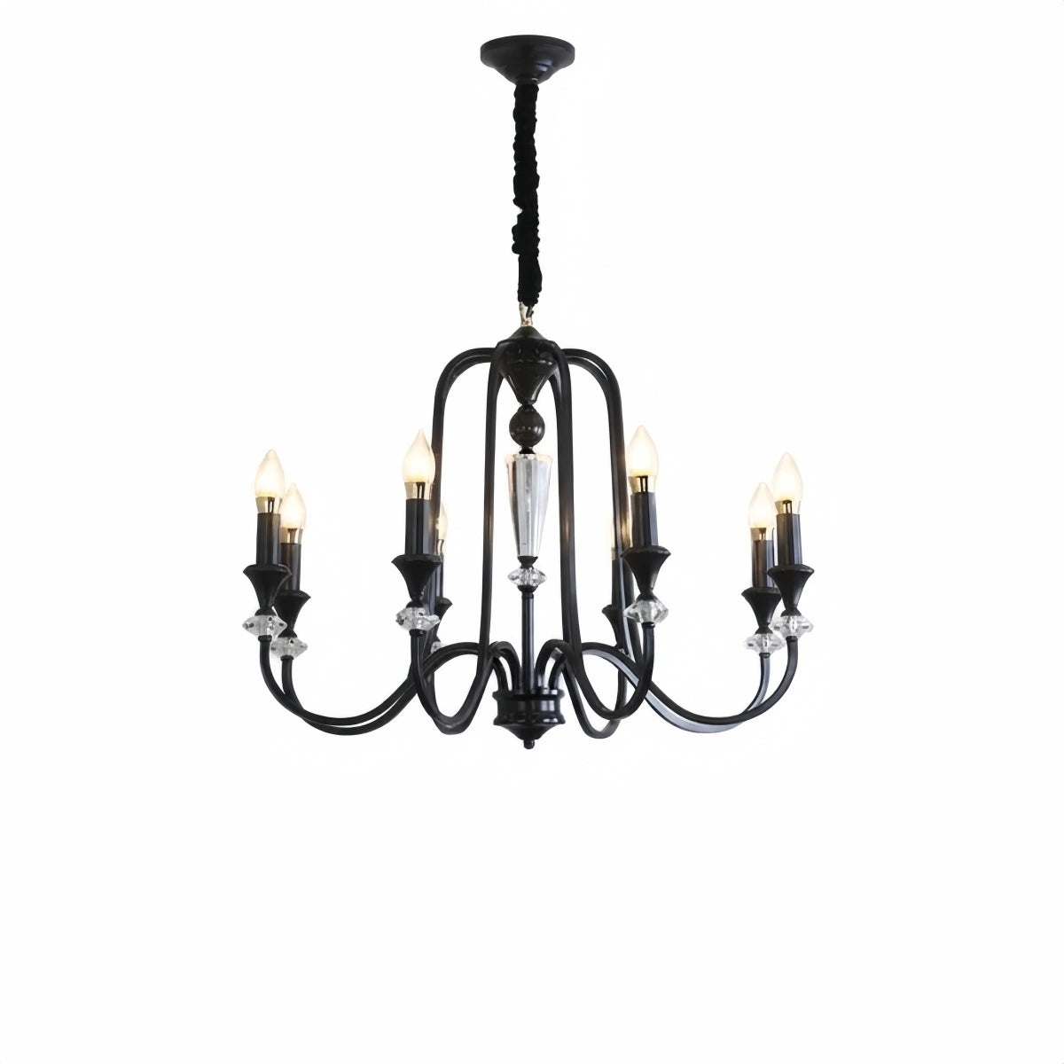 Irondale Vintage Copper Crystal Chandelier, Multi-Light Branch Ceiling Lamp for Dining Room