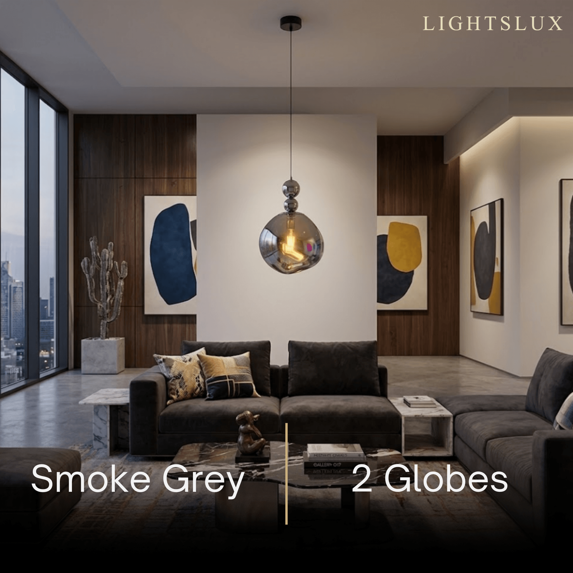 Lunara Modern Pendant Light – Acrylic Globe & Carbon Steel for Bedroom