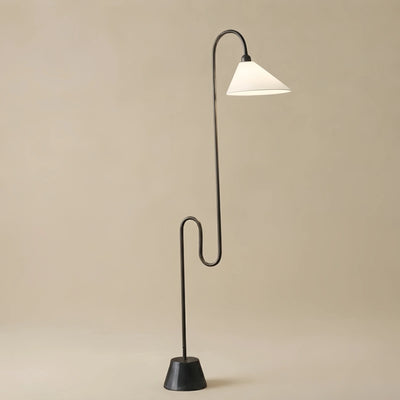 Velora Postmodern Black Floor Lamp – Metal Base with Fabric Hooded for Bedroom