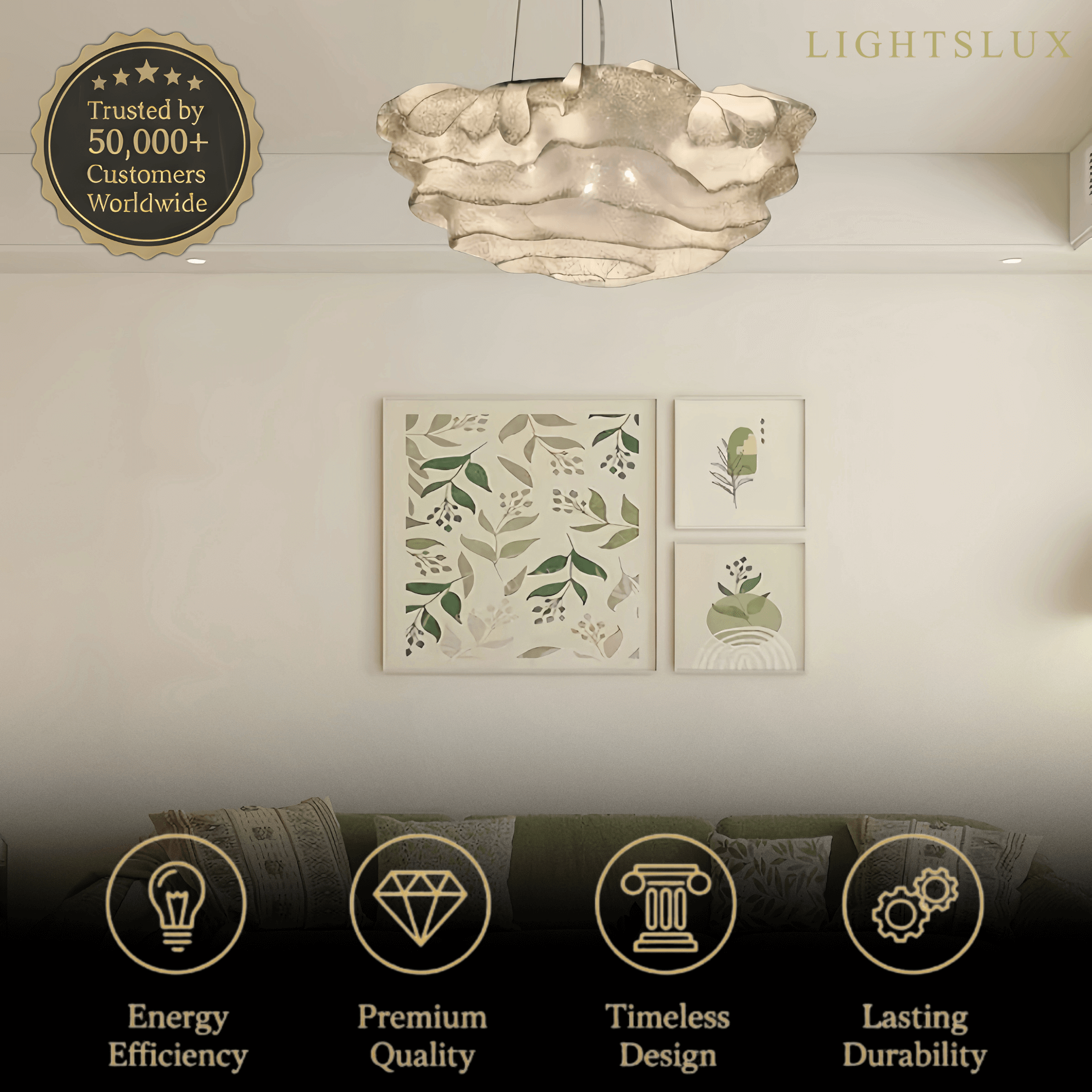 Excelis Art Deco Cloud-Shaped White Pendant Light