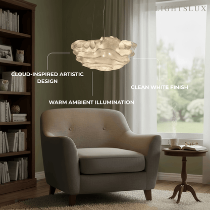 Excelis Art Deco Cloud-Shaped White Pendant Light
