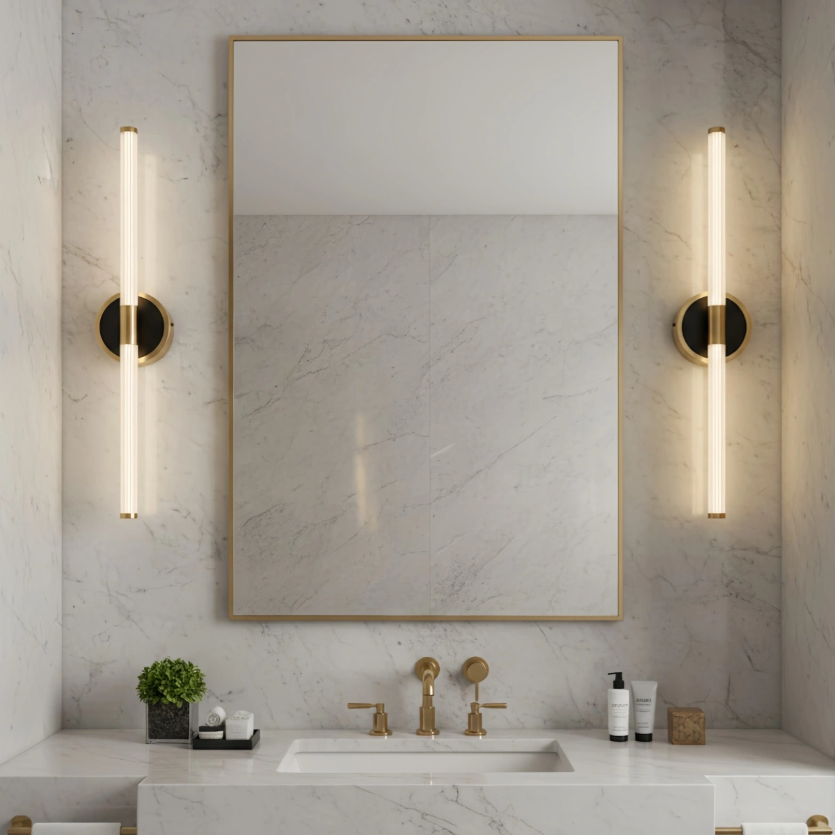 Arcato Minimalist Stick Vanity Wall Lamp – Mirror Front for Bathroom
