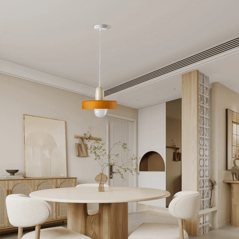 Morandi Orange White Glass Pendant Light for Dining Room