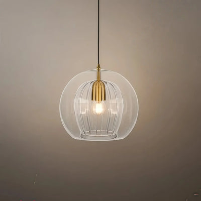 Vetro Nordic Globe Pendant Light – Clear or Amber Glass for Bedroom