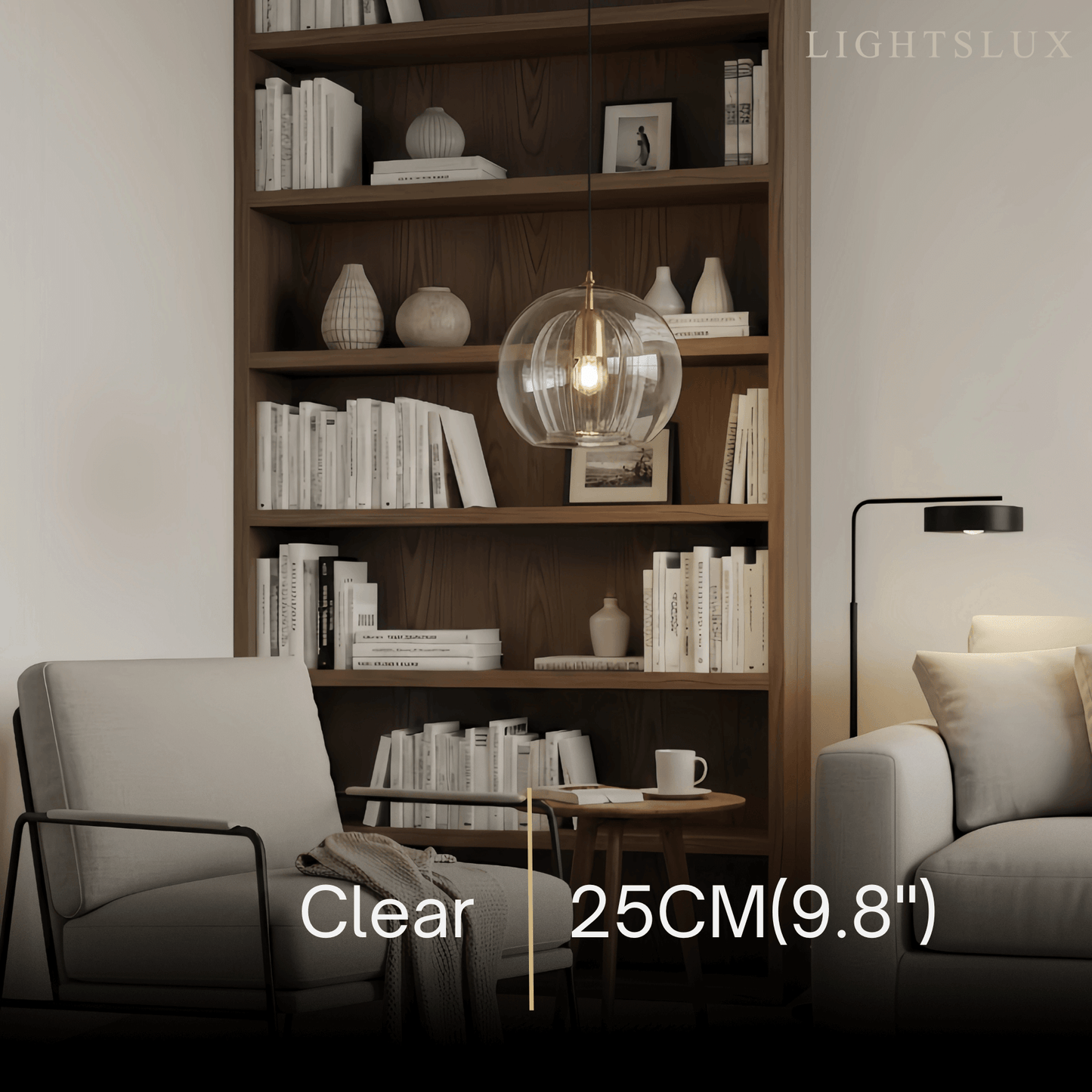Vetro Nordic Globe Pendant Light – Clear or Amber Glass for Bedroom