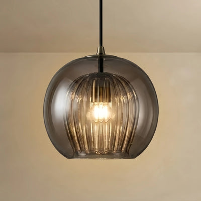 Vetro Nordic Globe Pendant Light – Clear or Amber Glass for Bedroom