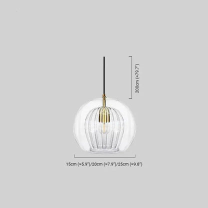 Vetro Nordic Globe Pendant Light – Clear or Amber Glass for Bedroom