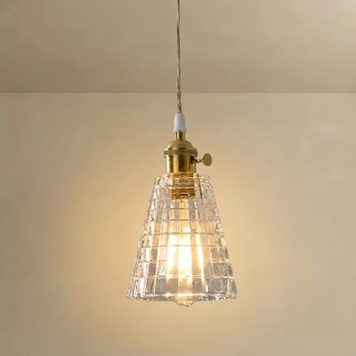 Vetro Art Deco Pendant Light –Glass with Brass Finish for Bedroom