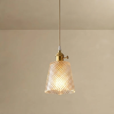 Pendant Light – Clear Blown Glass with Brass Finish for Bedroom