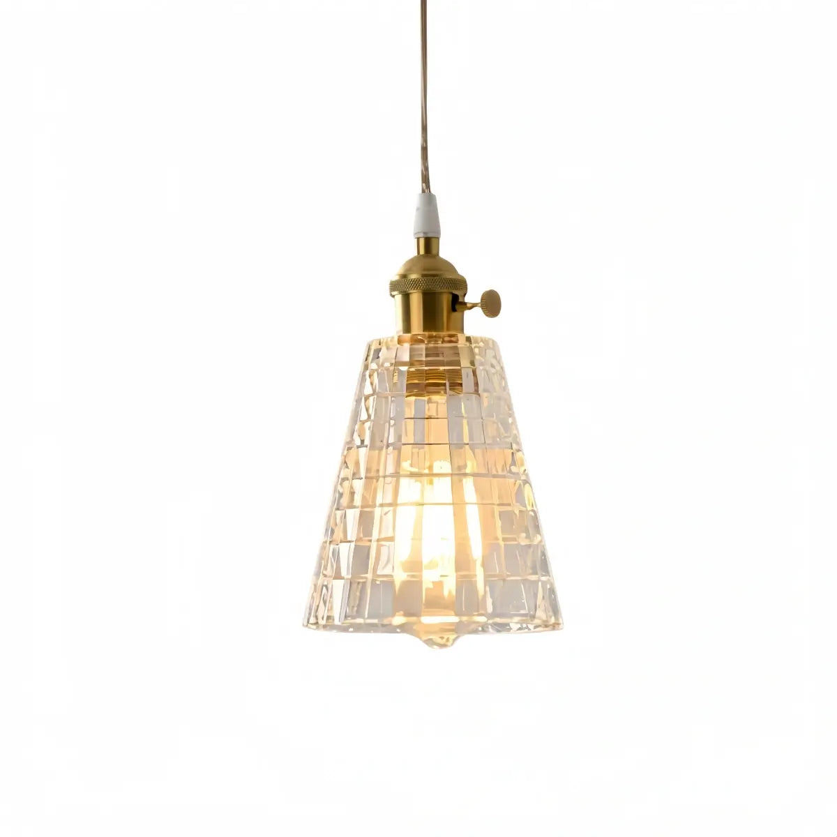 Pendant Light – Clear Blown Glass with Brass Finish for Bedroom