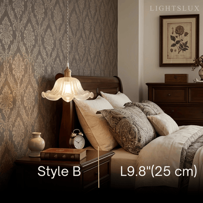 Pendant Light – Clear Blown Glass with Brass Finish for Bedroom