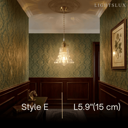 Pendant Light – Clear Blown Glass with Brass Finish for Bedroom