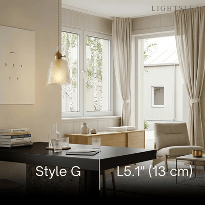 Pendant Light – Clear Blown Glass with Brass Finish for Bedroom
