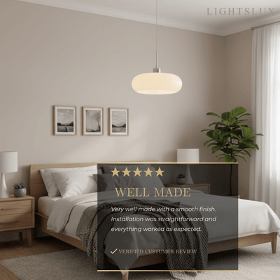 Crema Modern Pendant Light – Orange/White Metal Fixture for Dining Room