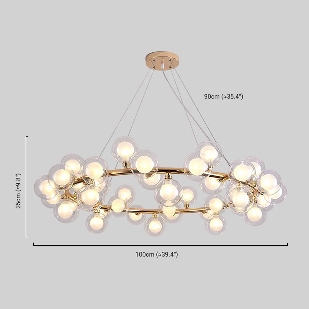 Chandelier - Metal Ring & Glass Bubble Design 