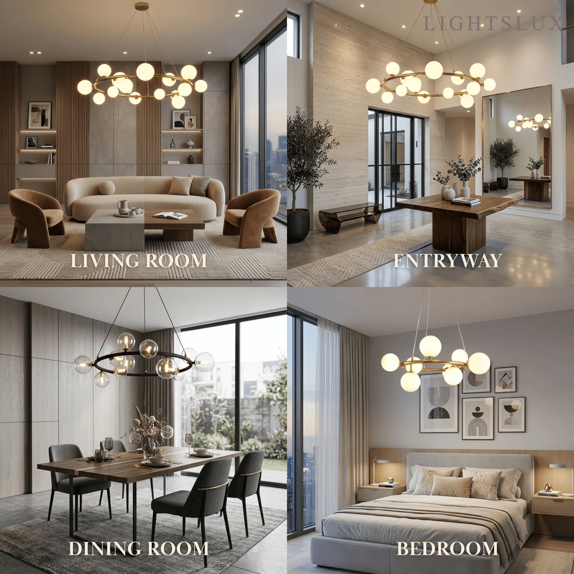 Chandelier - Metal Frame with Bubble Design for Living Room