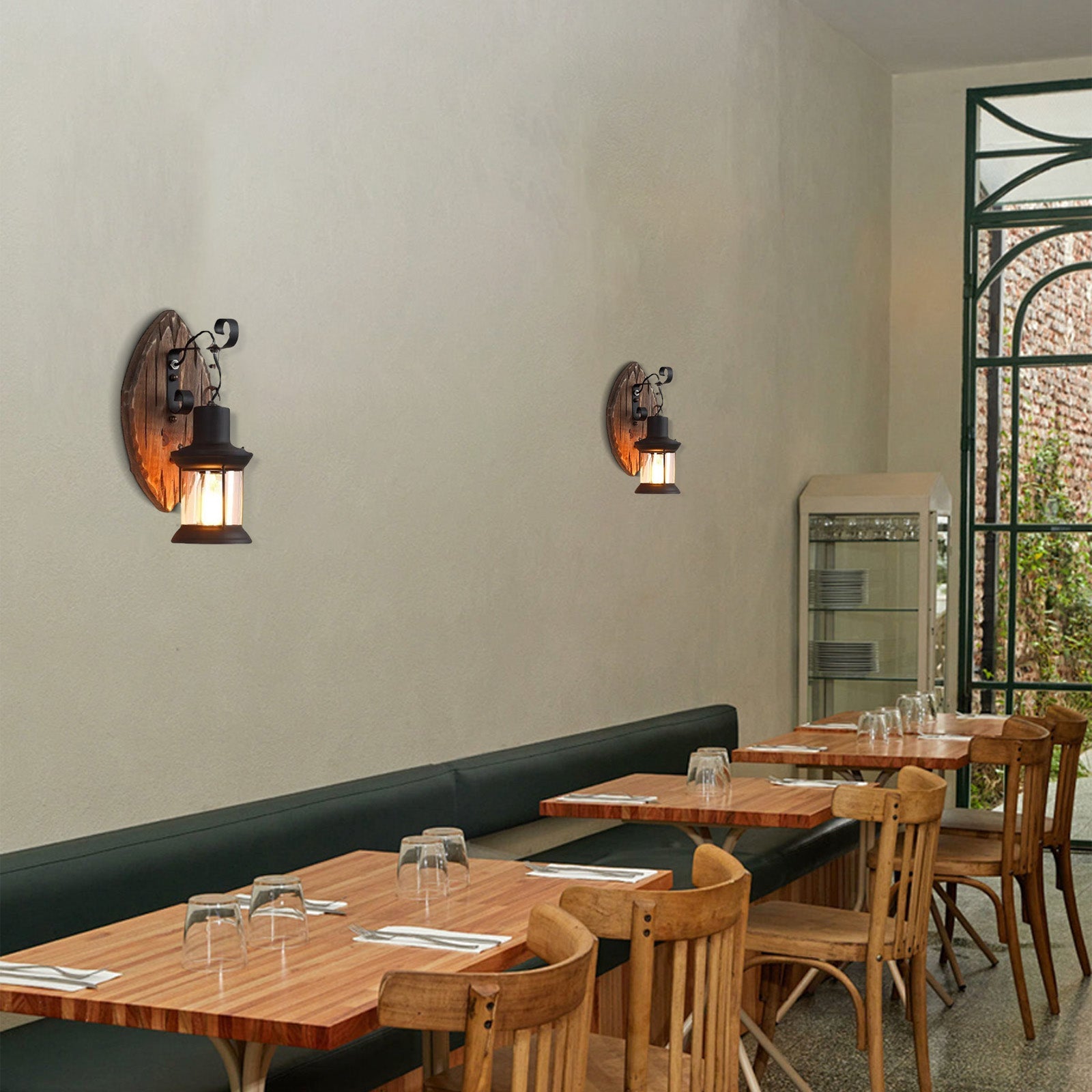 Irondale Industrial Black Metal Wall Lamp - Lantern for Dining Room