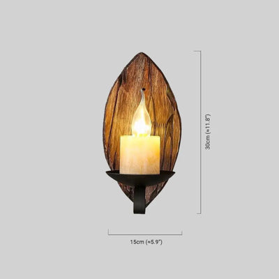 Zenno Vintage Wood & Metal Wall Lamp – Conical Burlywood Shade for Dining Room