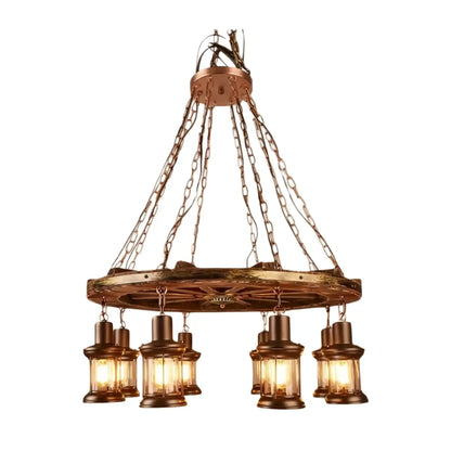 Irondale Vintage Rudder Pendant Light — Wood & Metal Industrial for Kitchen/Dining Room
