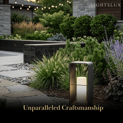 Solar-Powered Outdoor Path Light -- Black Metal