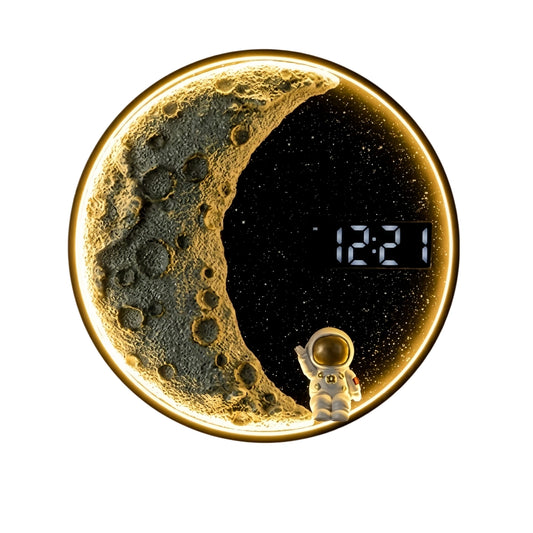 Vivara Art Deco Astronaut Wall Lamp - Modern Moon Metal Clock Light for Bedroom