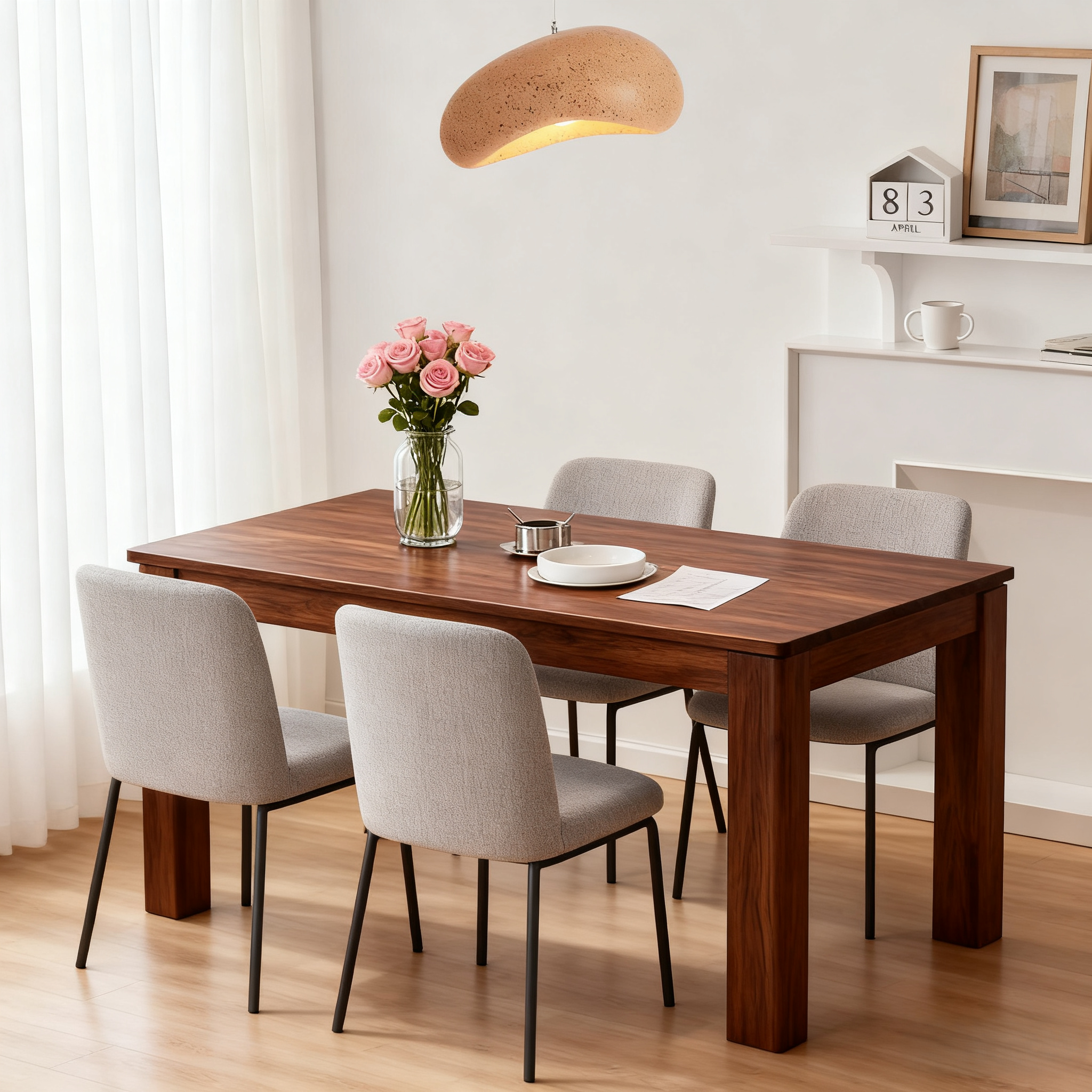 Modern Wood Pendant Light Bread Shape for Dining Room