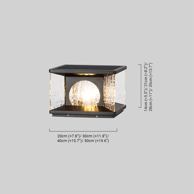 Art Deco Black Outdoor Pillar Lights Metal Square Garden