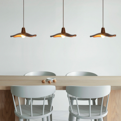 Retro Wave Pendant Light – Mahogany/Resin & Metal Dining Room