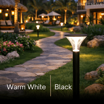 Arcato Modern Cylindrical Pathway Light – Black Metal/Acrylic Solar Outdoor Lamp