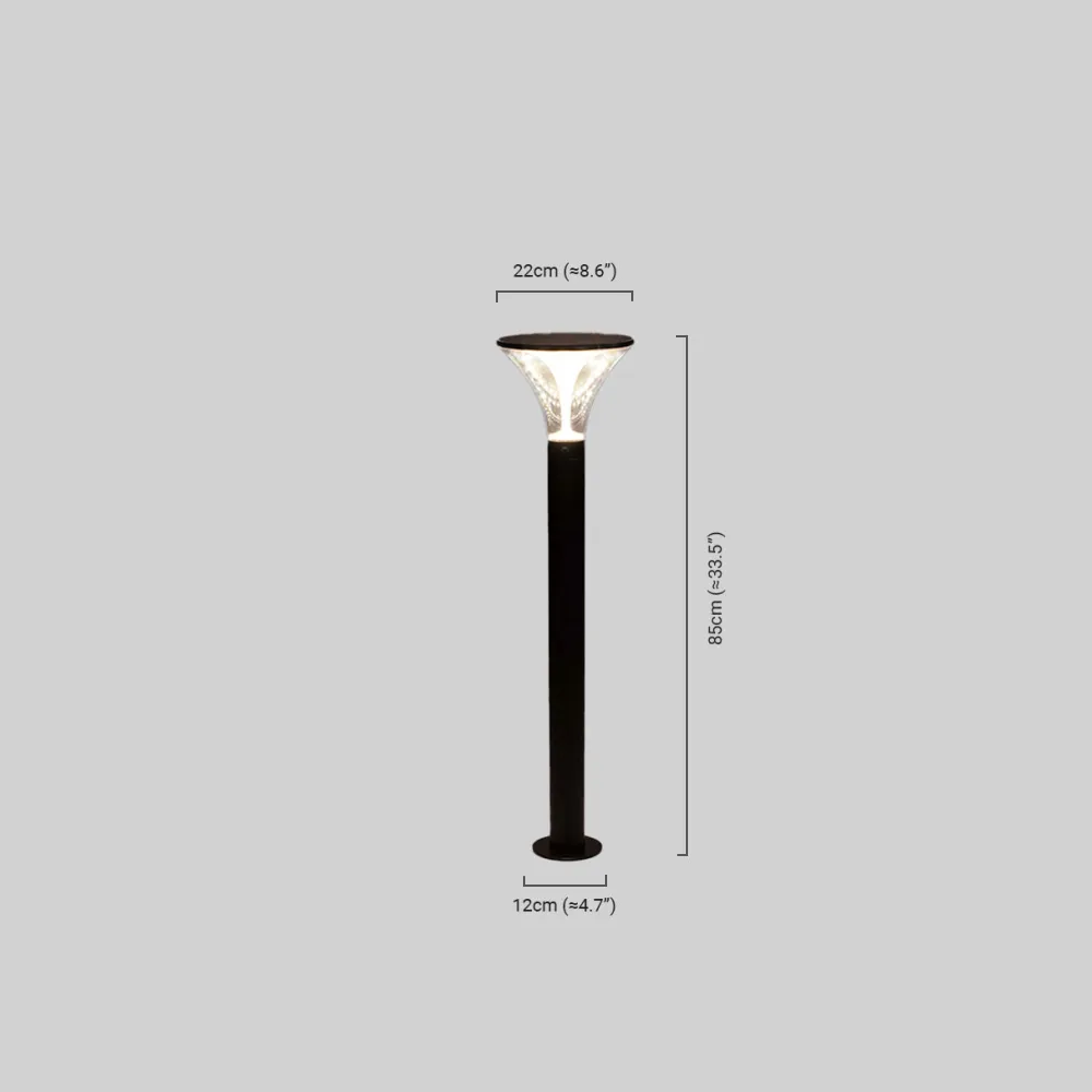 Arcato Modern Cylindrical Pathway Light – Black Metal/Acrylic Solar Outdoor Lamp