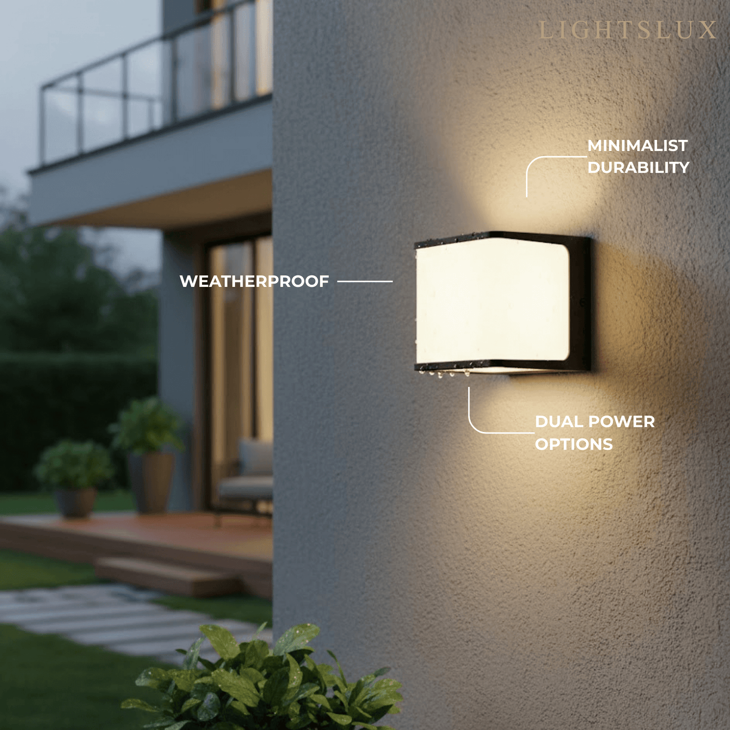 Lunara Modern Solar LED Outdoor Wall Lamp – Waterproof Sensor Light for Courtyard