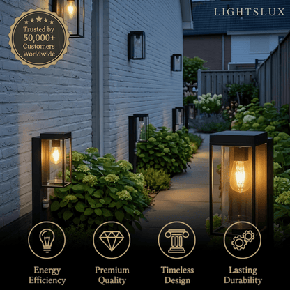 Irondale Modern Rectangular Solar Wall Lamp with Sensor – Black Metal/Glass Outdoor