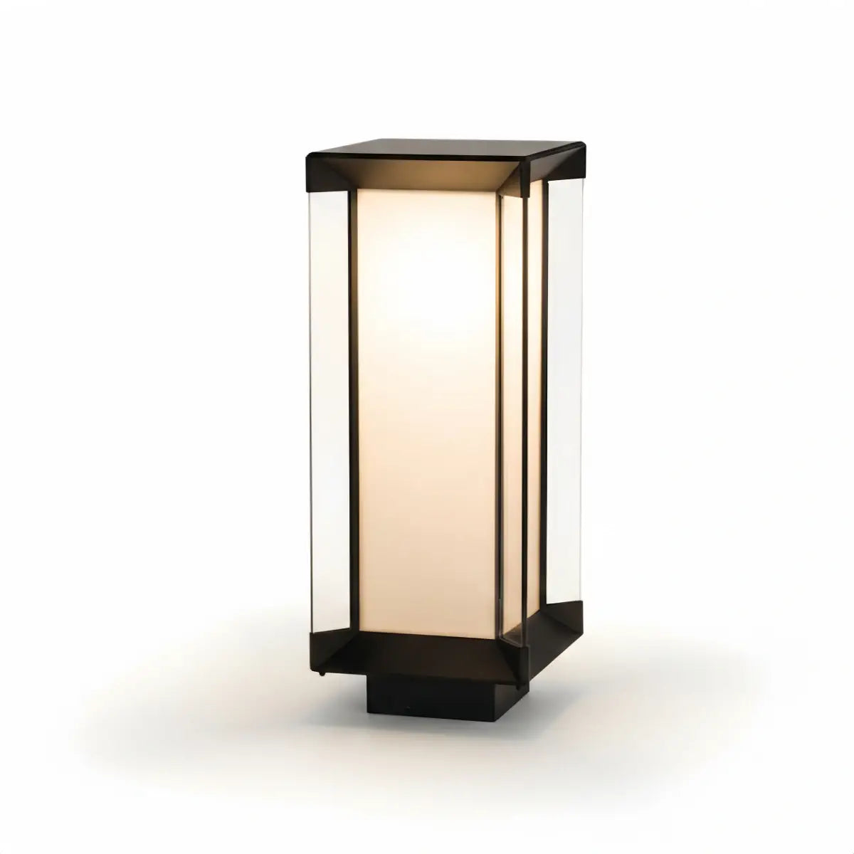 Arcato Modern Outdoor Floor Lamp - Black Cuboid Metal & Glass with RGB Lighting