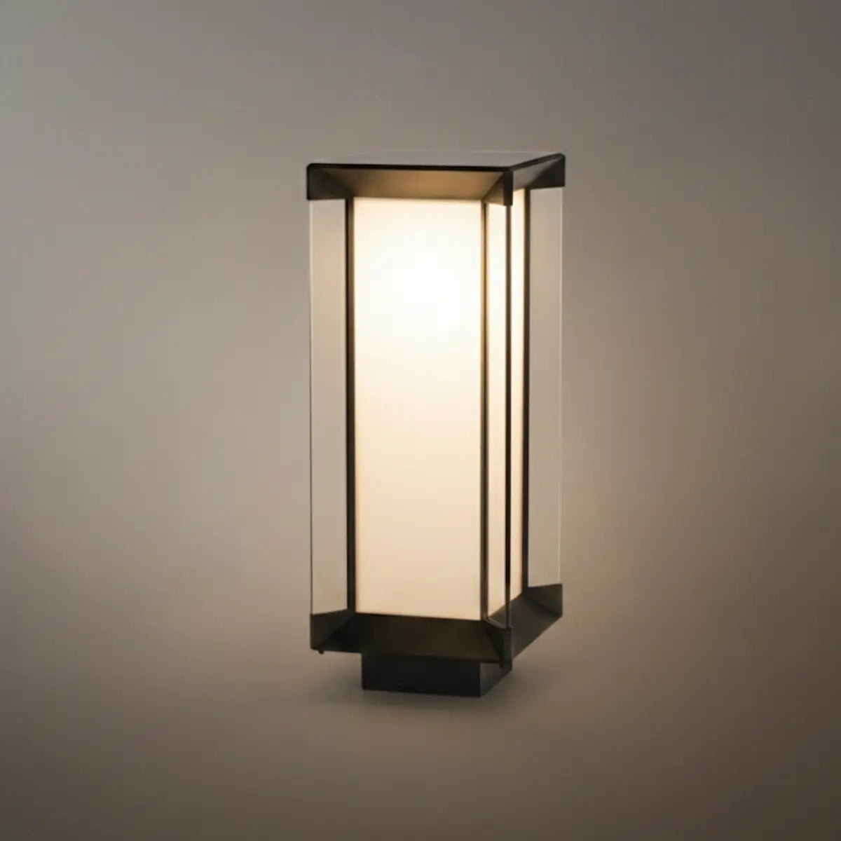 Arcato Modern Outdoor Floor Lamp - Black Cuboid Metal & Glass with RGB Lighting