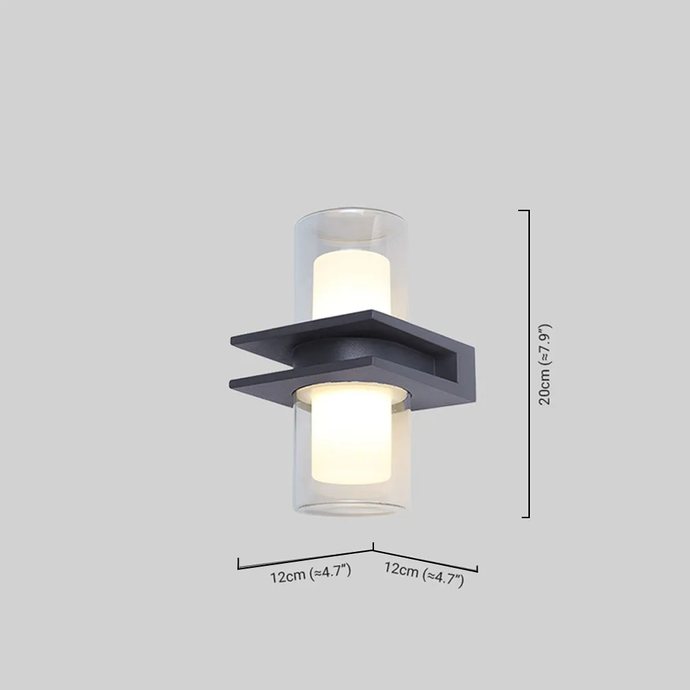 Modern Outdoor Wall Lamp - Black Metal & Glass