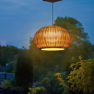 Rustic_Brown_Outdoor_Pendant_Lights_Bamboo_Acrylic_Lantern_Garden