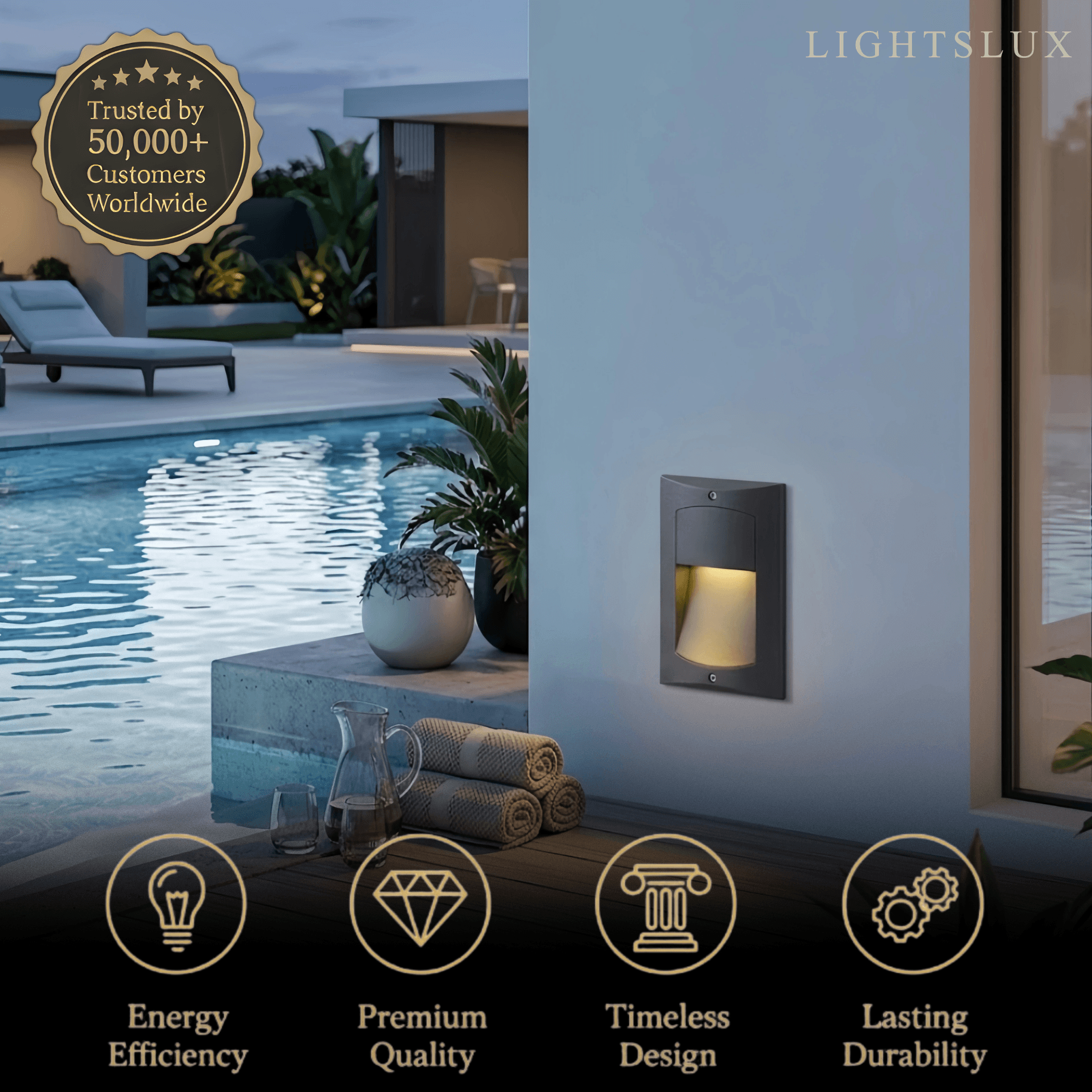 Modern Rectangular Outdoor Deck Step Light 