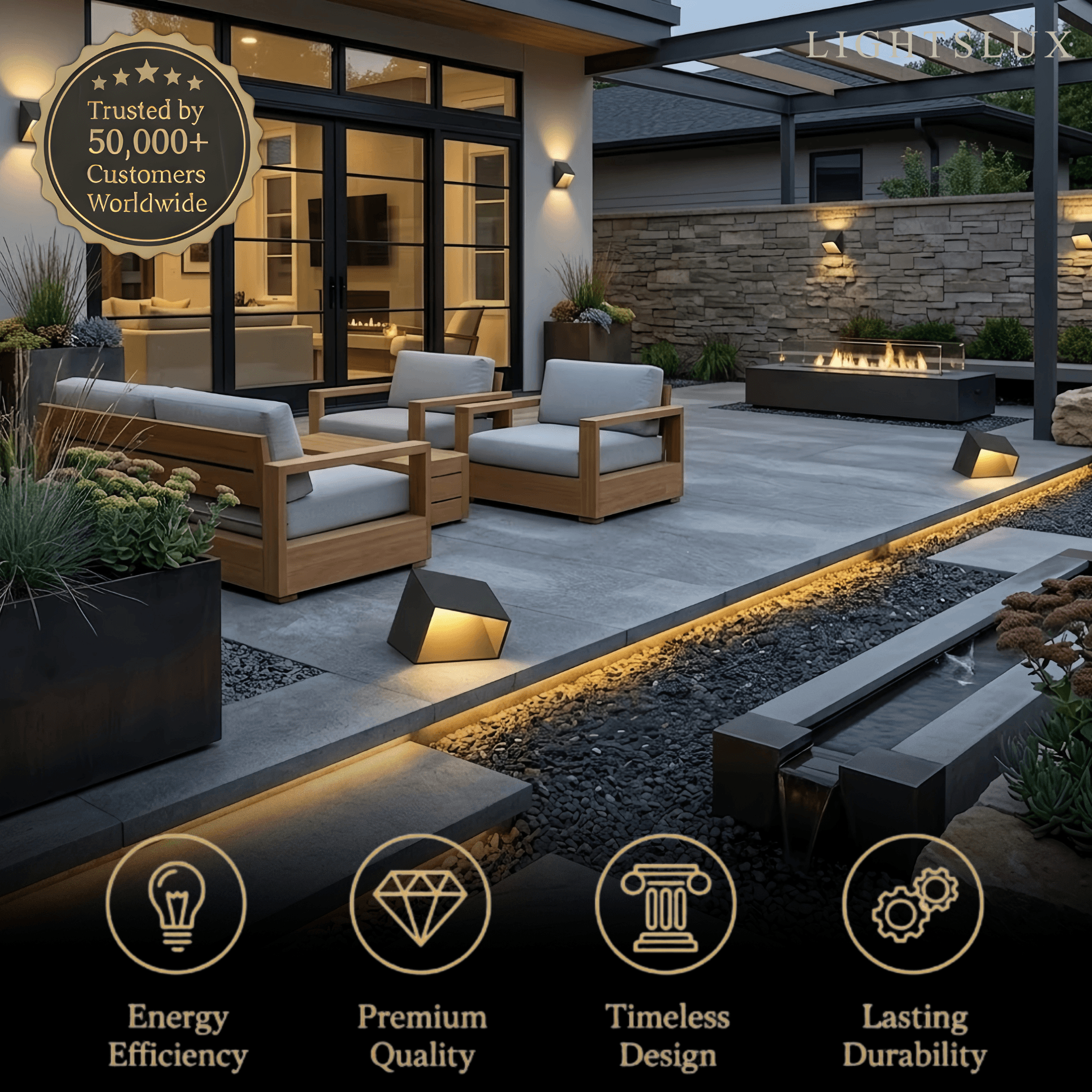 Modern Solar Pathway Lights - Black 