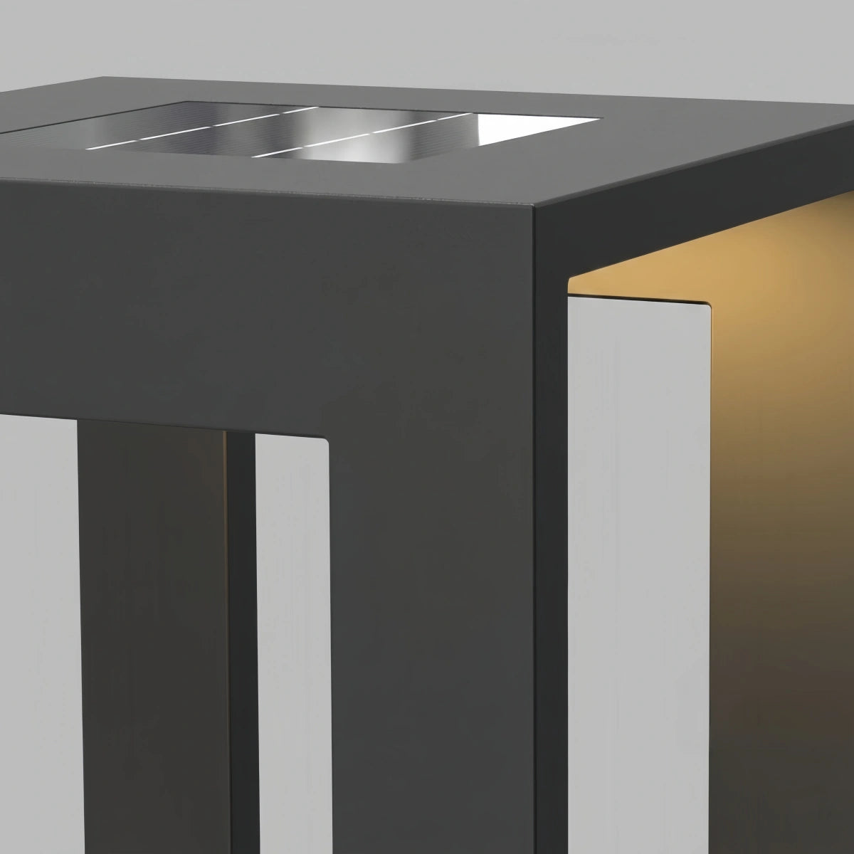 Modern Square Solar Floor Lamp - Weatherproof Black Metal for Terrace & Outdoor