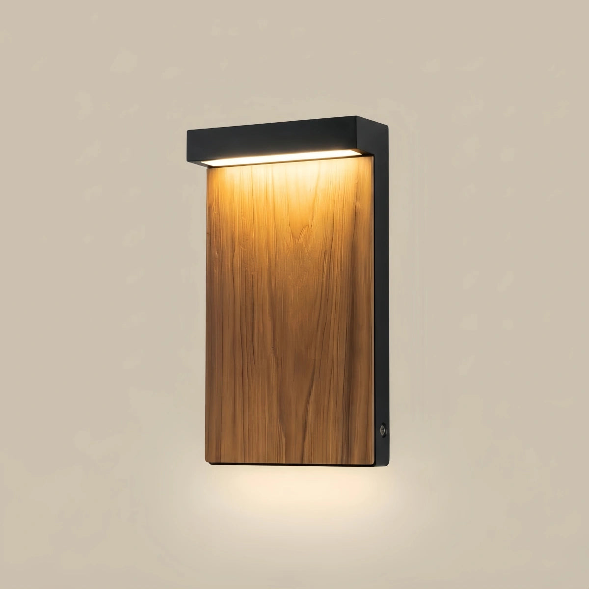 Irondale Modern Rectangular Outdoor Pathway Light - Natural Wood/Metal for Lawn