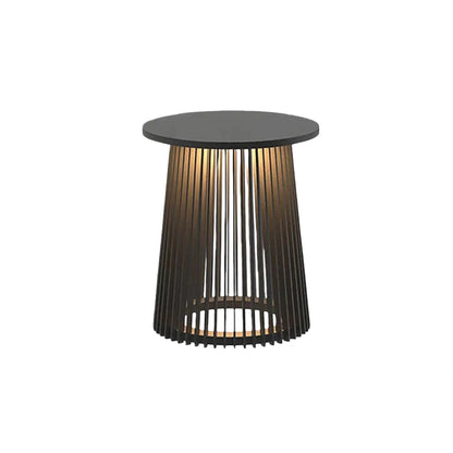 Modern Outdoor Floor Lamp - Black Metal & Acrylic Cylindrical