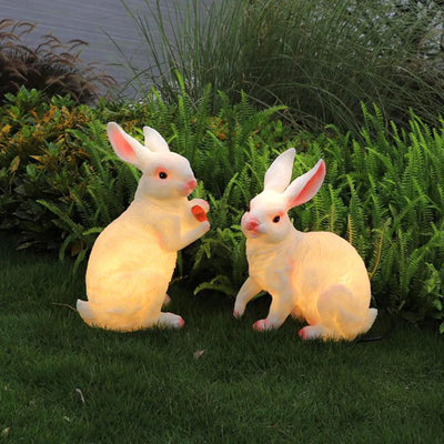 Easter Bunny Outdoor Light – Cute Sitting & Carrot Bunny Garden Lamp
